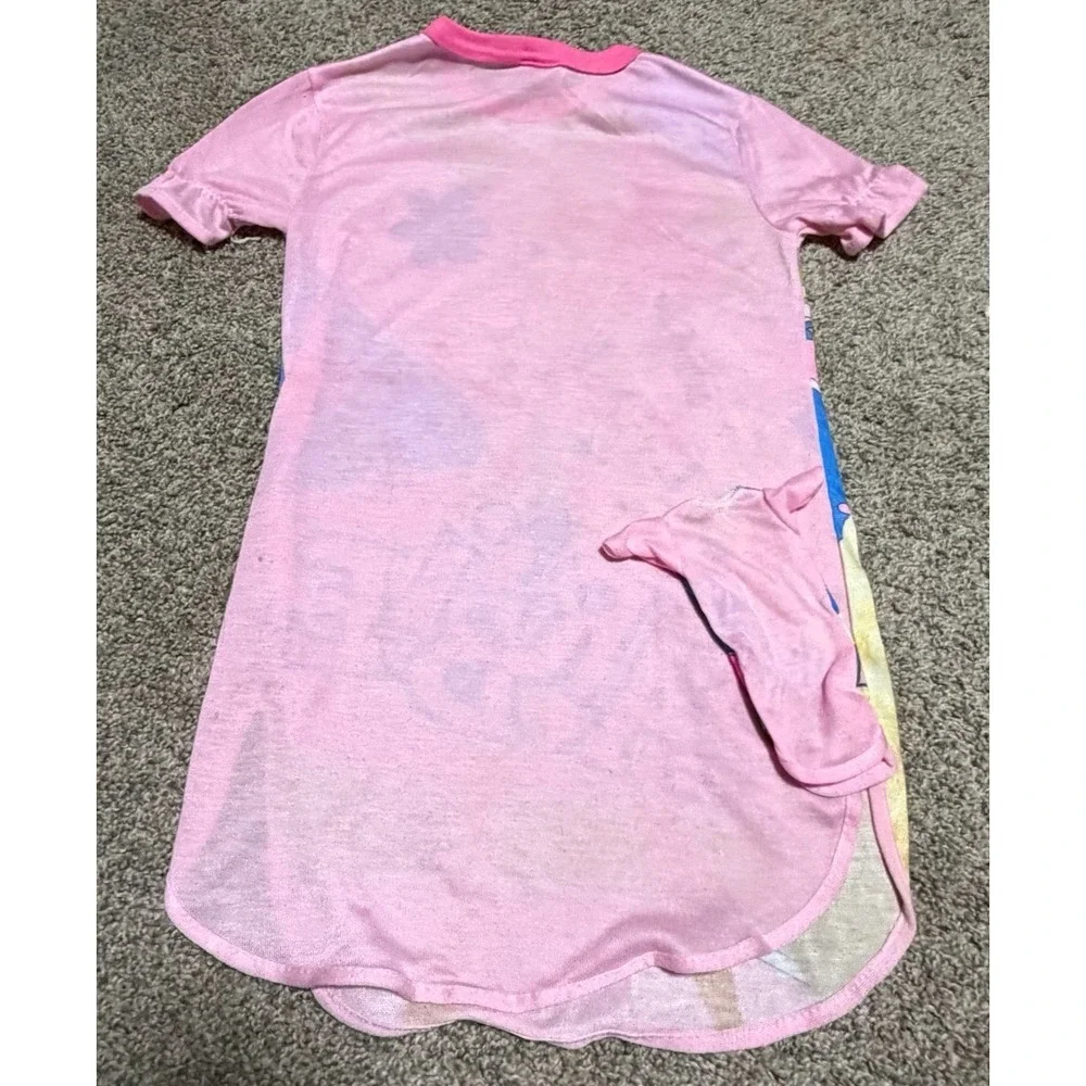 Vintage Barbie Nightgown w/‎ Matching Doll Dress Pink Graphic Mattel 1991 4/5T